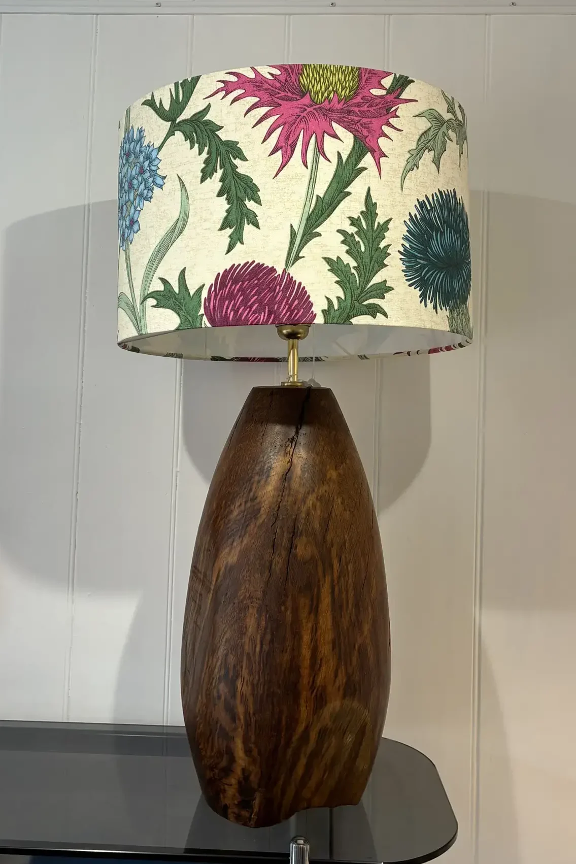 Cream lampshade with thistles