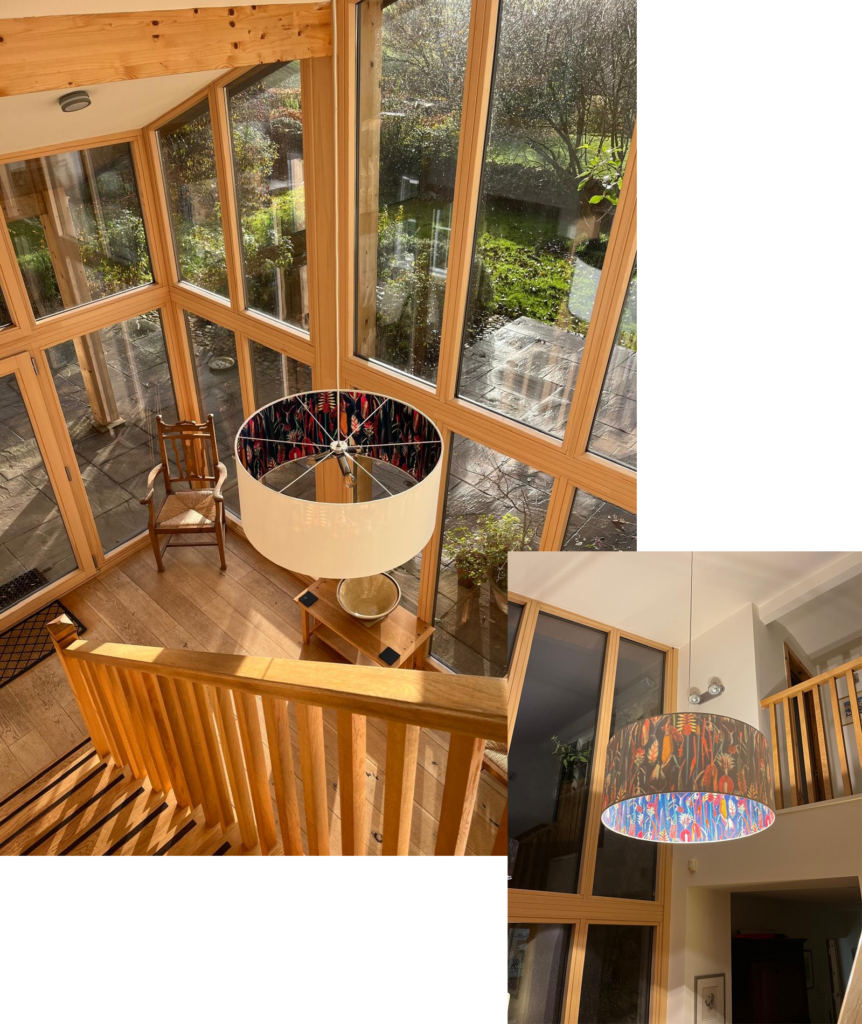 Large shade in entrance hall