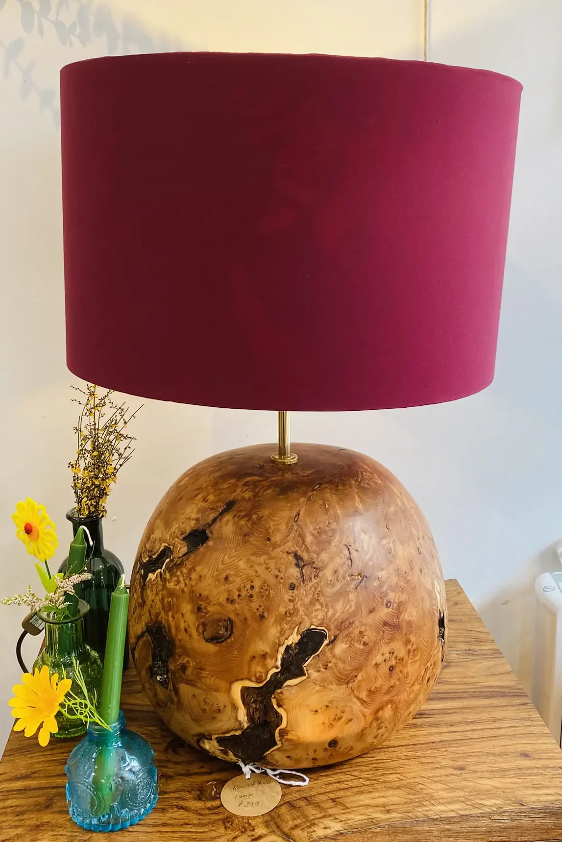 Pink lampshade with round base