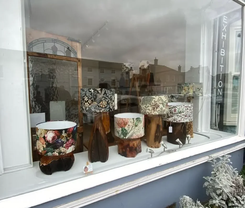 Lampshades in window
